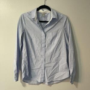 H&M Size 8 Blue Striped Long Sleeve Button-Up Top Shirt